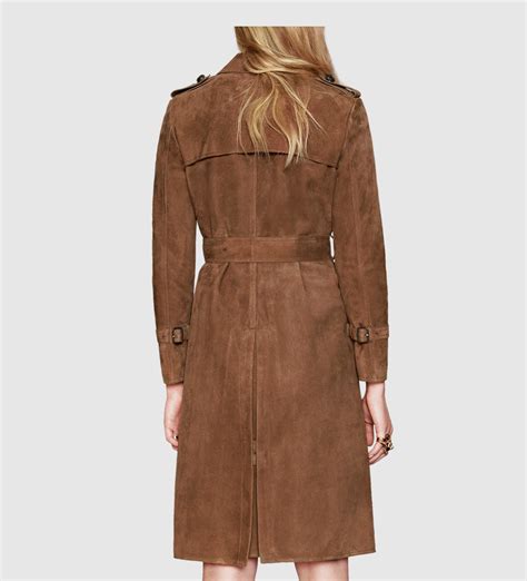 gucci brown suede trench coat|Gucci women's pea coat.